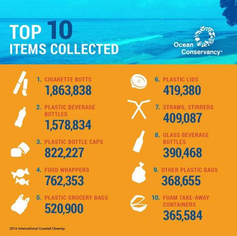 Items collected in ocean